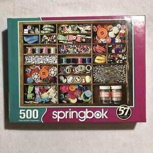 Springbok Puzzle 500 Pcs Jigsaw Sewing Box Button Thread Complete Difficult Hard